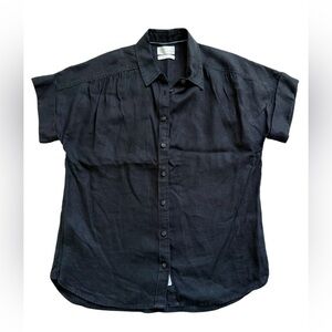 J.Crew X Baird McNutt Irish Linen Short Sleeve Button Up Shirt  Small Black NWOT